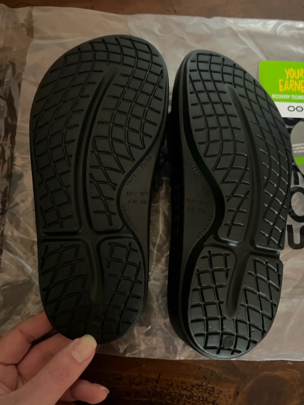 OOFOS Women's Black Sandals - Picture 2 of 5